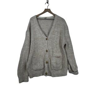 Free People Cardigan Medium Womens Creme Brulee Fuzzy Oversized Sweater Soft